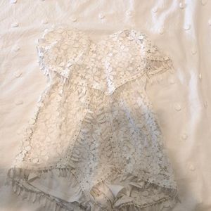 White strapless romper